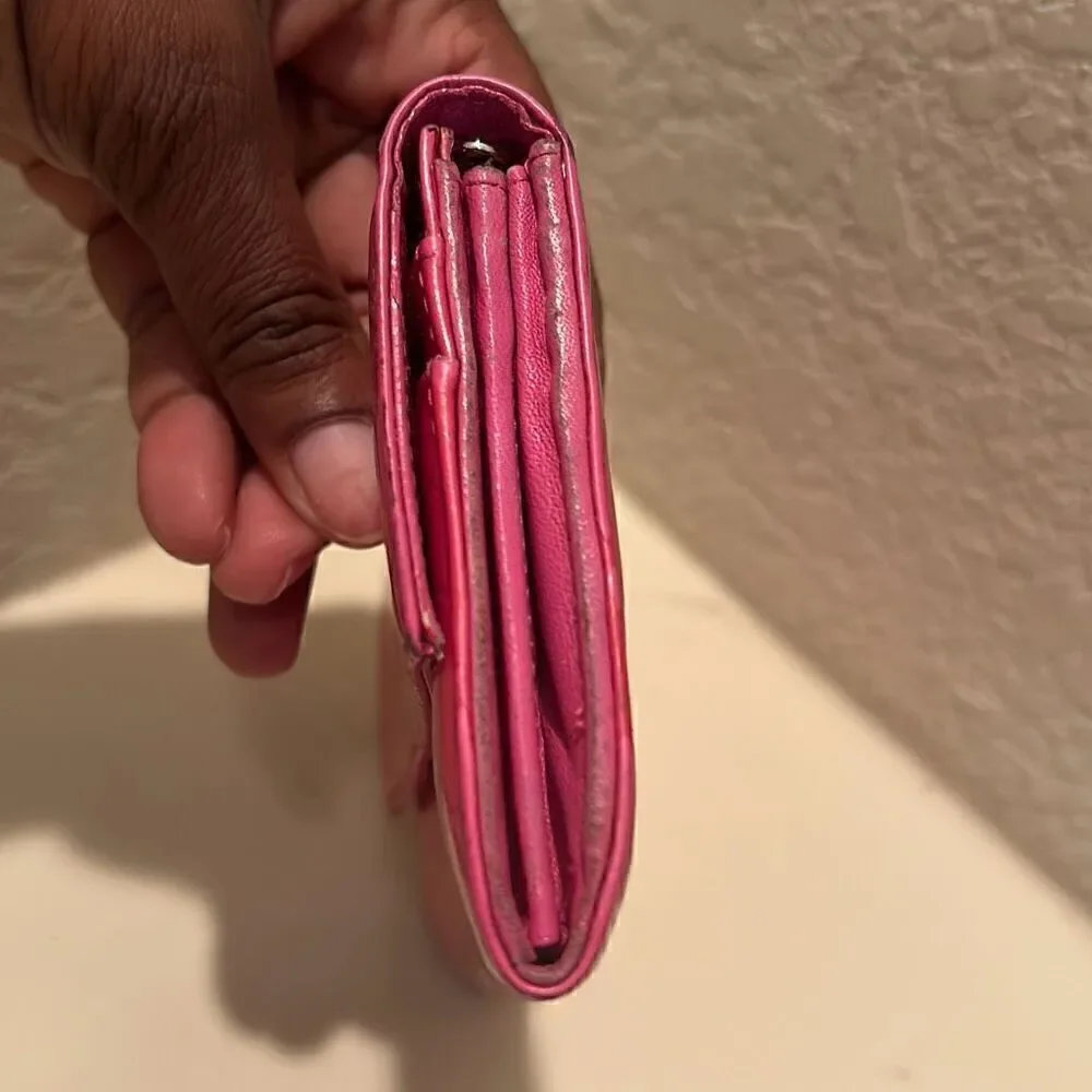 Dior Women's Ultimate Continental Long Wallet Red Patent Logo Embossed Trendy